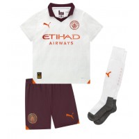 Otroški Nogometni dresi Manchester City Erling Haaland #9 Gostujoči 2023-24 Kratek Rokav (+ Kratke hlače)